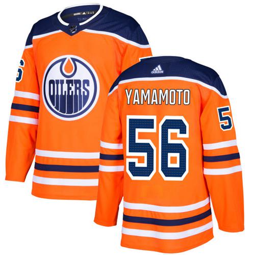 Adidas Oilers #56 Kailer Yamamoto Orange Home Authentic Stitched NHL Jersey